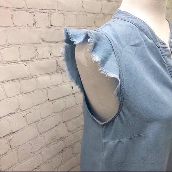 Splendid Cambray Henley Dress Crosshatch Light Blue Size Medium - Picture 5 of 8